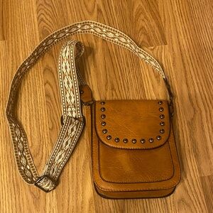 Brown Studded Crossbody Bag